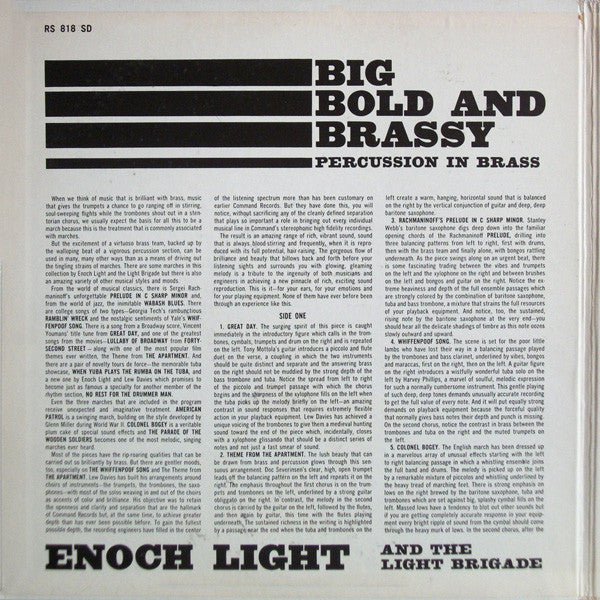 Enoch Light And The Light Brigade : Big Bold And Brassy Percussion In Brass (LP, Album)