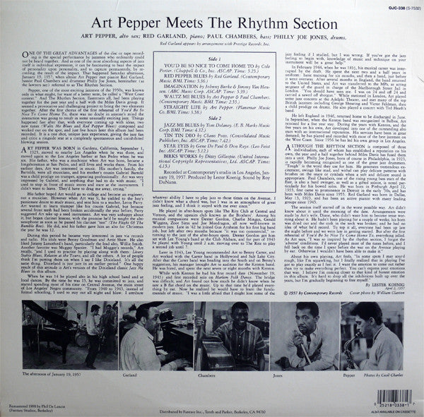 Art Pepper : Art Pepper Meets The Rhythm Section (LP, Album, RE, RM)