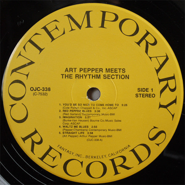 Art Pepper : Art Pepper Meets The Rhythm Section (LP, Album, RE, RM)