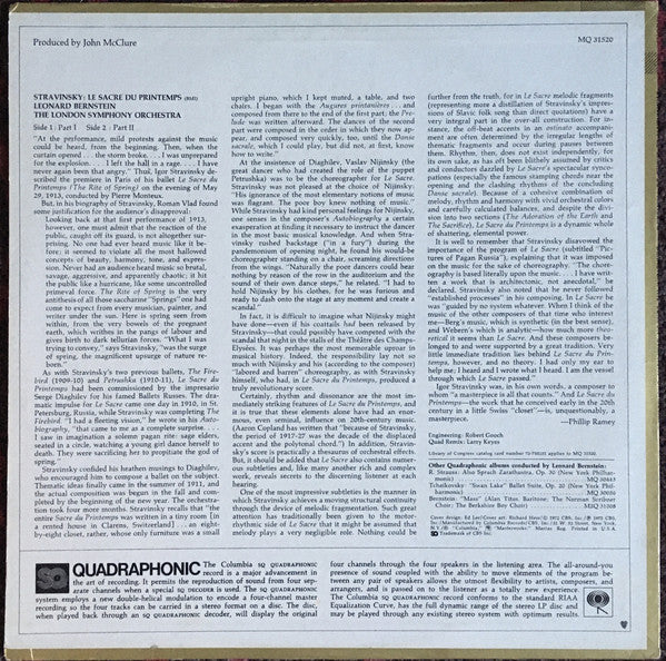 Bernstein*, The London Symphony Orchestra*, Stravinsky* : Le Sacre Du Printemps (LP, Album, Quad)