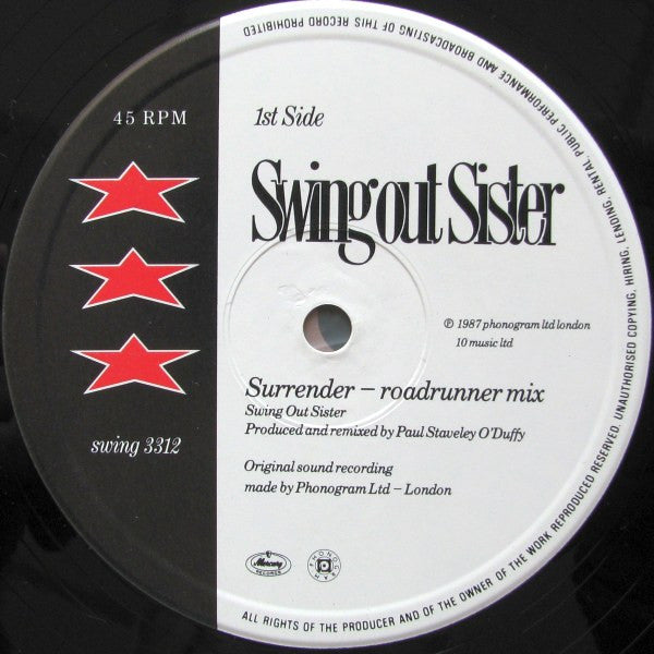 Swing Out Sister : Surrender (12", Ltd)