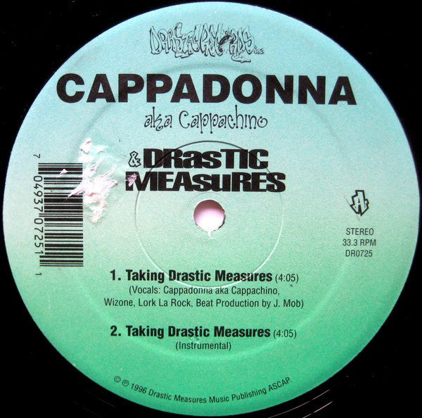 Cappadonna aka Cappachino & Drastic Measures* : Taking Drastic Measures (12")