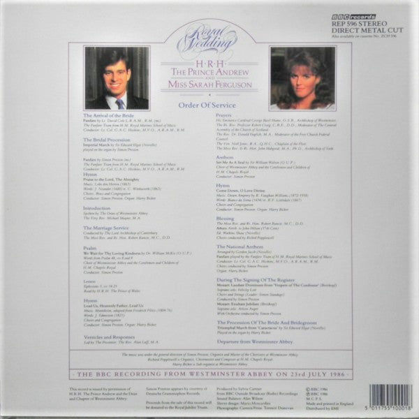 Unknown Artist : Royal Wedding: H.R.H. The Prince Andrew & Miss Sarah Ferguson (LP, Album, Lig)