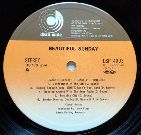 Daniel Boone : Beautiful Sunday (LP, Comp)