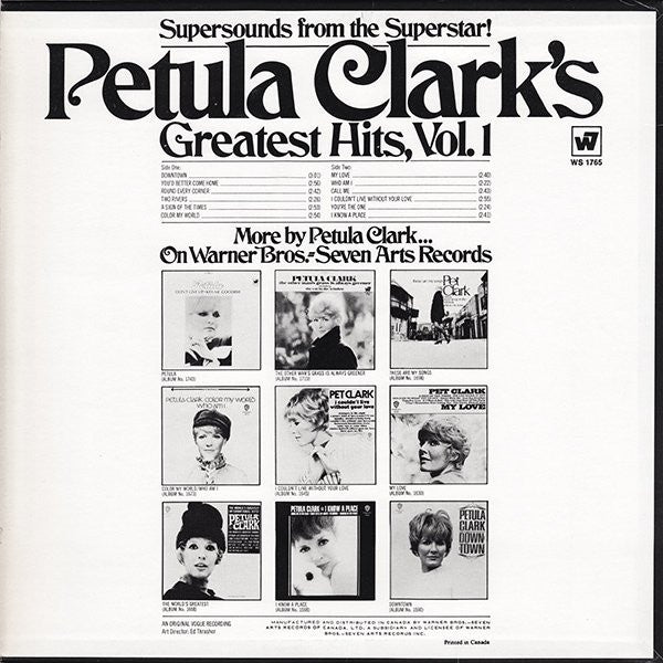 Petula Clark : Petula Clark's Greatest Hits, Vol. 1 (LP, Comp)