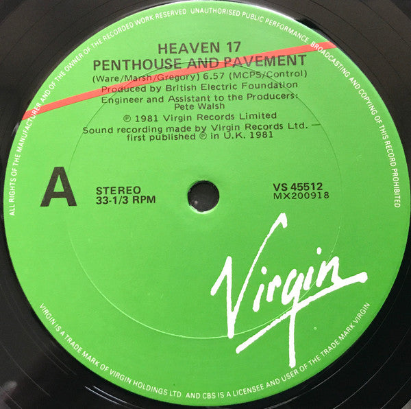 Heaven 17 : Penthouse And Pavement (12", Single)