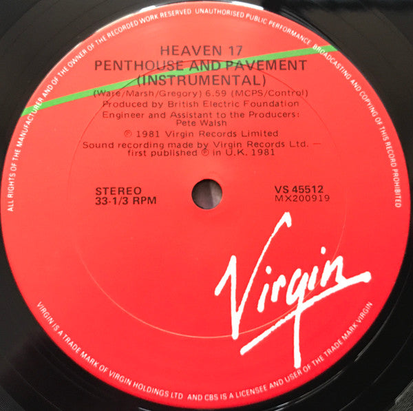 Heaven 17 : Penthouse And Pavement (12", Single)