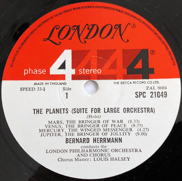 Holst* - Bernard Herrmann, London Philharmonic Orchestra : The Planets (LP, Album, Gat)