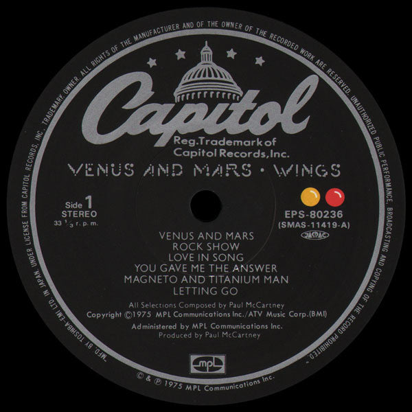 Wings (2) : Venus And Mars (LP, Album, Gat)