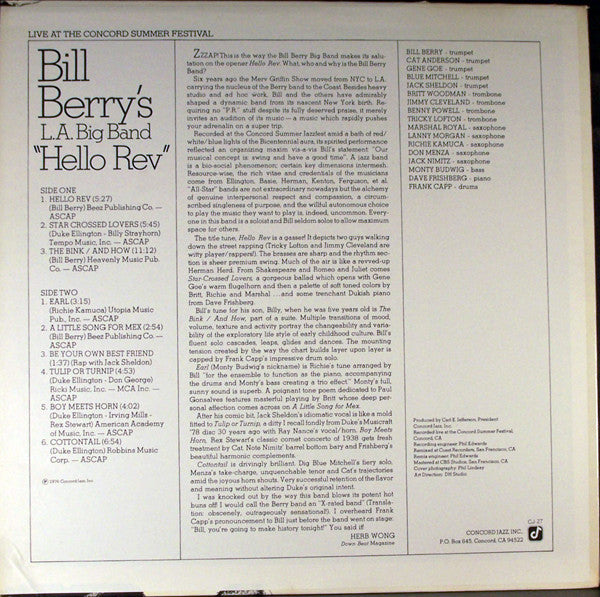 Bill Berry's L.A. Big Band* : Hello Rev (LP, Album)
