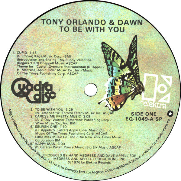 Tony Orlando & Dawn : To Be With You (LP, Album, Quad)