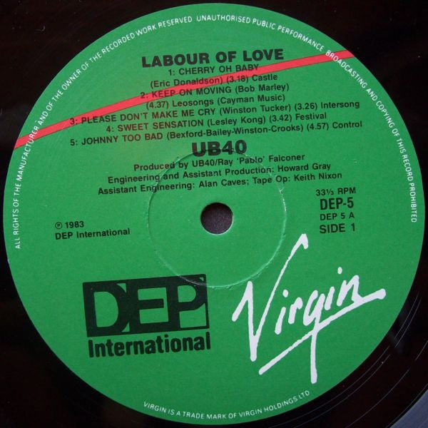 UB40 : Labour Of Love (LP, Album)