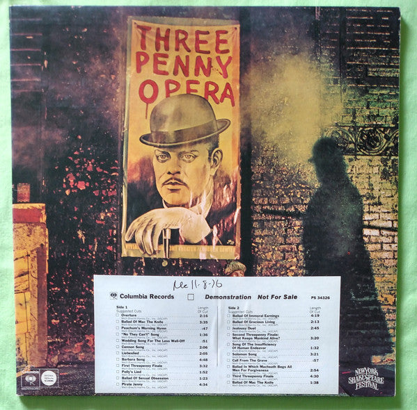 Joseph Papp Presents* By Kurt Weill & Bertolt Brecht : Original Cast Recording: Three Penny Opera (LP, Album, Quad, Promo, Gat)