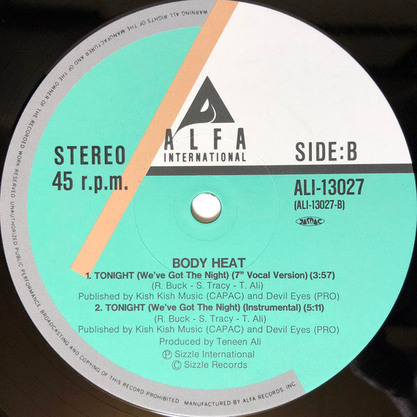 Body Heat (2) : Tonight (We've Got The Night) (12")