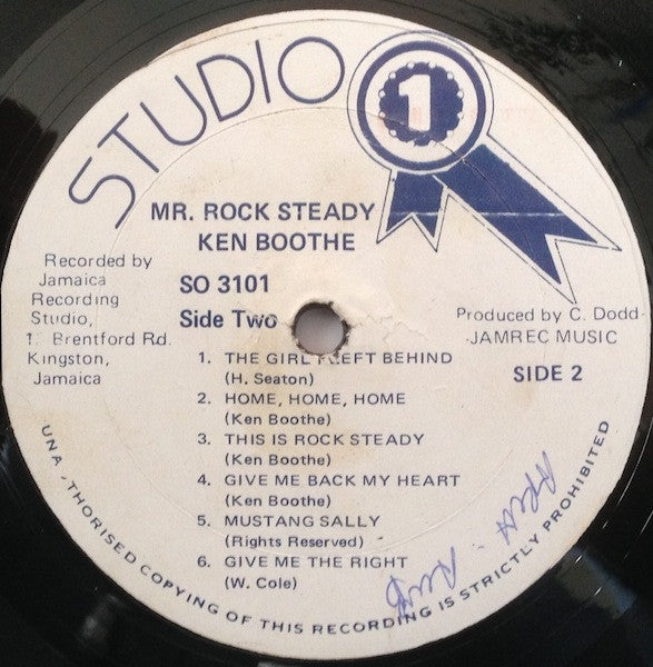 Ken Boothe : Mr Rock Steady (LP, Album, Mono, RE)