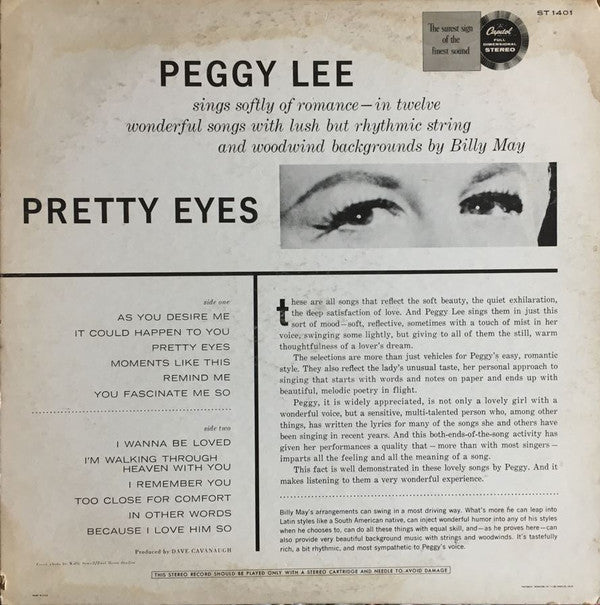 Peggy Lee : Pretty Eyes (LP)