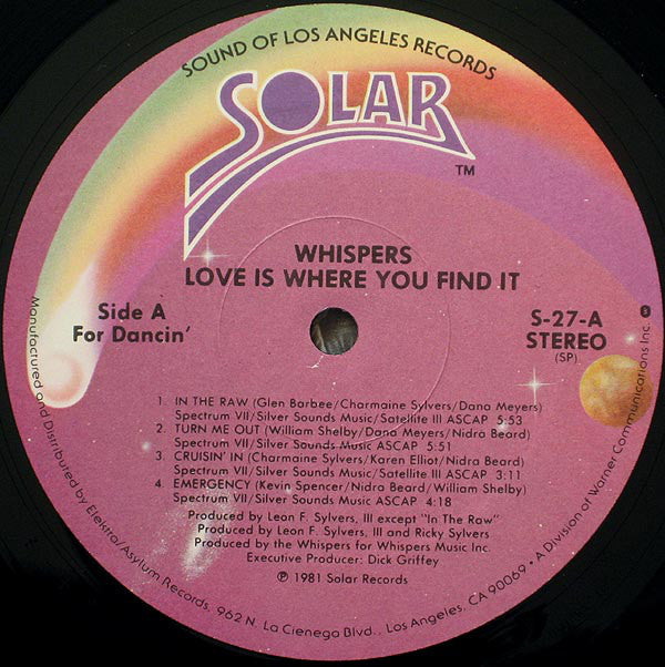 Whispers* : Love Is Where You Find It (LP, Album, SP )