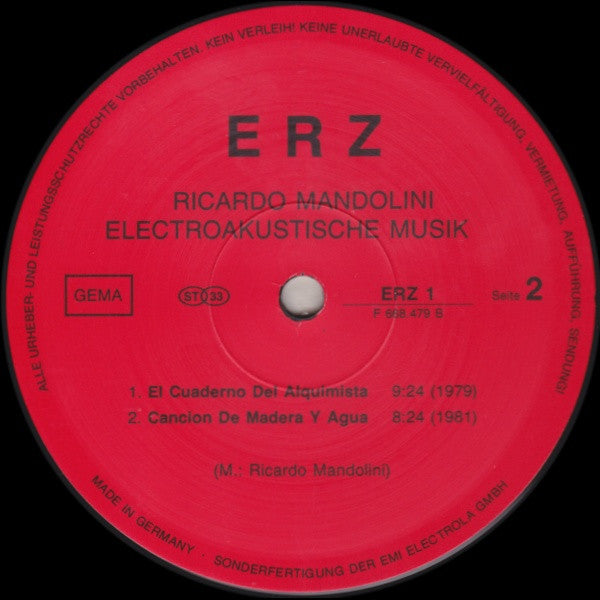 Ricardo Mandolini : Elektro Akustische-Musik (LP, Album)