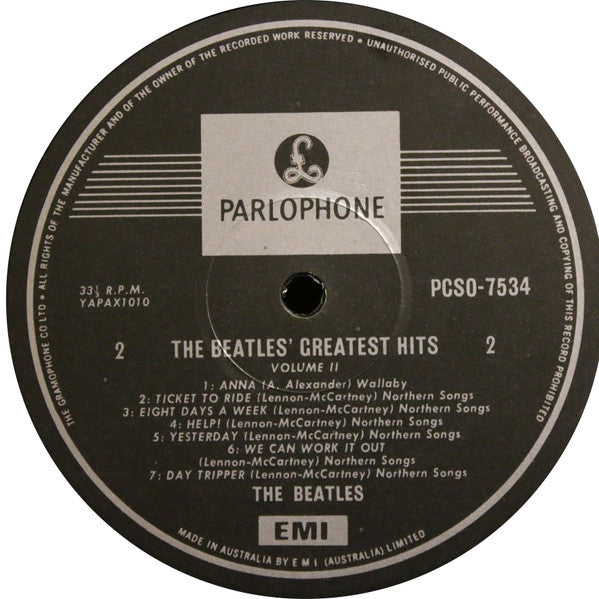 The Beatles : Greatest Hits Volume 2 (LP, Comp, RE, RP)
