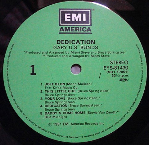 Gary U.S. Bonds : Dedication (LP, Album)