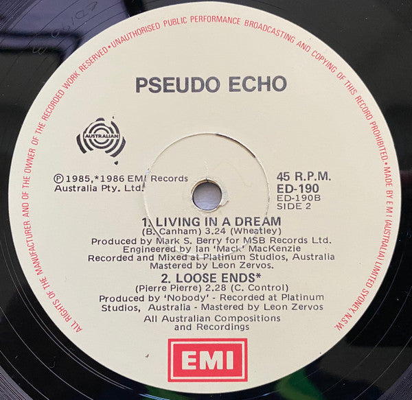 Pseudo Echo : Living In A Dream (Metal Mix) (12", Single)