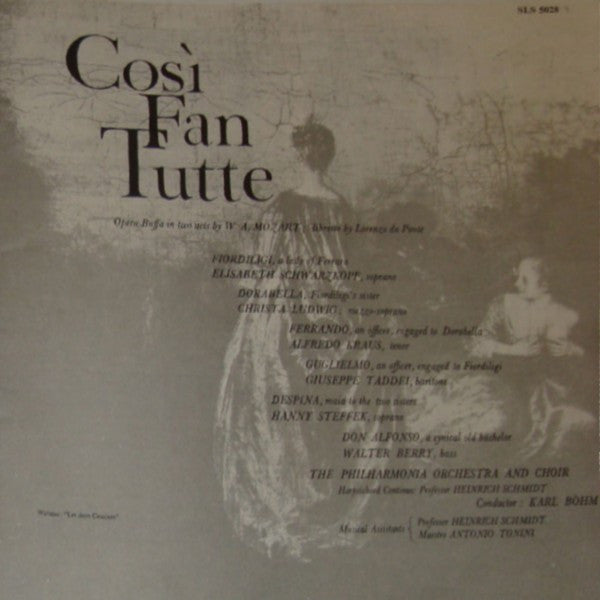 Mozart* / Elisabeth Schwarzkopf, Christa Ludwig, Hanny Steffek, Alfredo Kraus, Giuseppe Taddei, Walter Berry, The Philharmonia Orchestra* And Chorus*, Karl Böhm : Così Fan Tutte (3xLP, RP + Box)