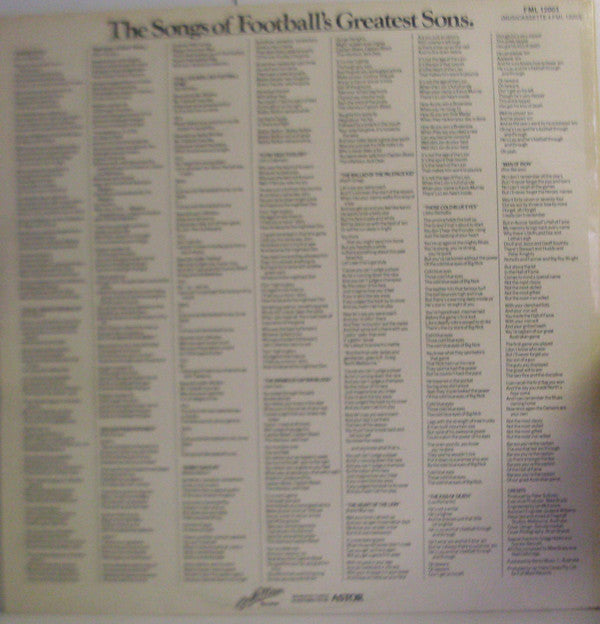 Mike Brady (3) : Mike Brady Presents: The Songs Of Football's Greatest Sons (LP)