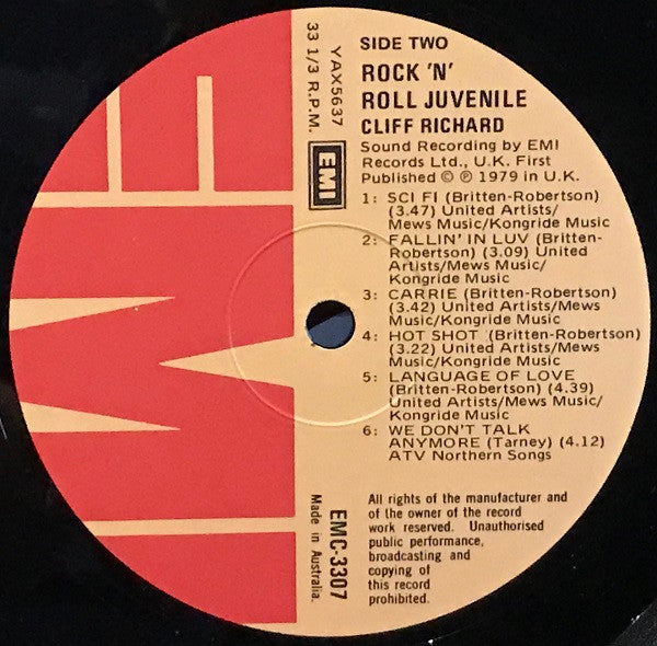 Cliff Richard : Rock 'N' Roll Juvenile (LP, Album)