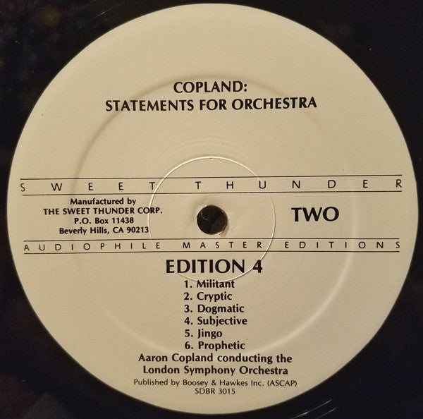 Aaron Copland Conducting London Symphony Orchestra : Billy The Kid (Suite From Ballet) / Statements For Orchestra (LP, Album, RE)