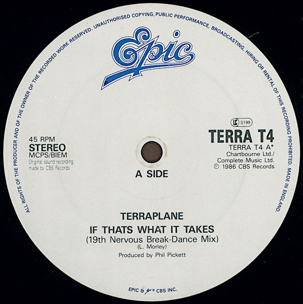 Terraplane : If That's What It Takes (12", Single, RE)