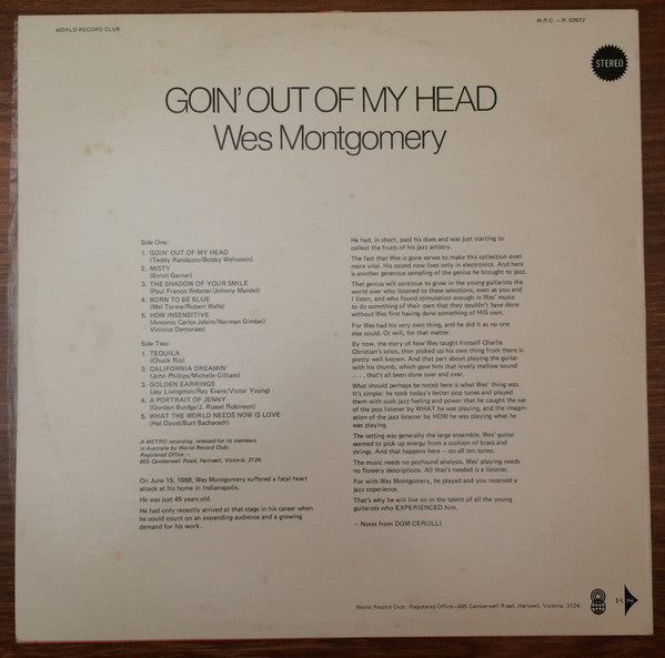 Wes Montgomery : Goin' Out Of My Head (LP, Comp, Club)