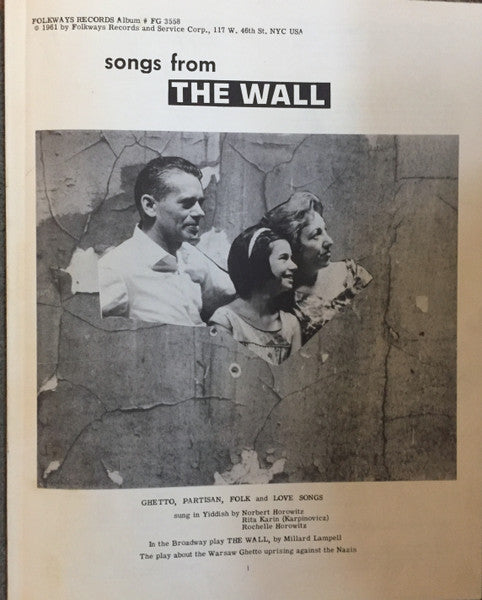 Norbert Horowitz, Rita Karin, Rochelle Horowitz : Songs From The Wall (LP, Album)