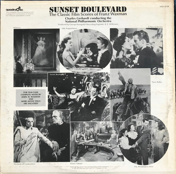 Franz Waxman / National Philharmonic Orchestra / Charles Gerhardt : Sunset Boulevard - The Classic Film Scores Of Franz Waxman (LP, Album, Quad)