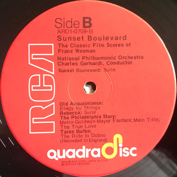 Franz Waxman / National Philharmonic Orchestra / Charles Gerhardt : Sunset Boulevard - The Classic Film Scores Of Franz Waxman (LP, Album, Quad)