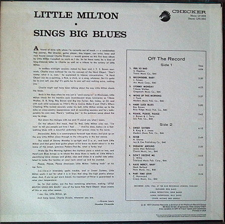 Little Milton : Sings Big Blues (LP, Album, RE)