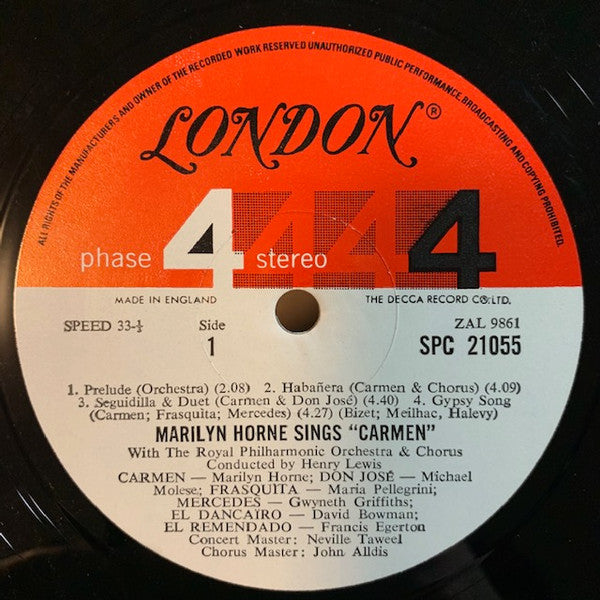 Marilyn Horne, The Royal Philharmonic Orchestra* And Chorus*, Henry Lewis : Marilyn Horne Sings Carmen (LP, Gat)