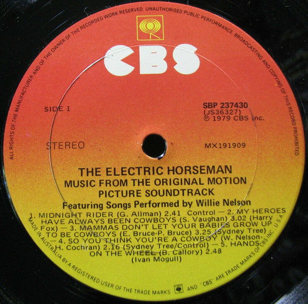 Willie Nelson / Dave Grusin : The Electric Horseman (Music From The Original Motion Picture Soundtrack) (LP, Album)
