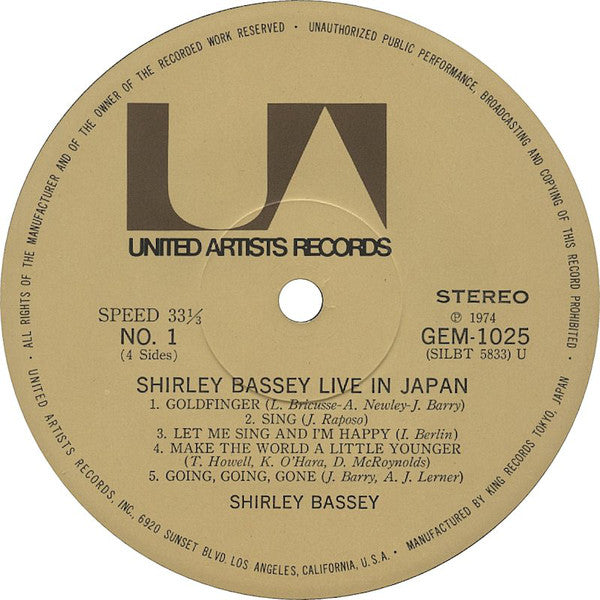 Shirley Bassey : Live In Japan (2xLP, Album)