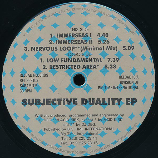 Subjective : Duality EP (12", EP)