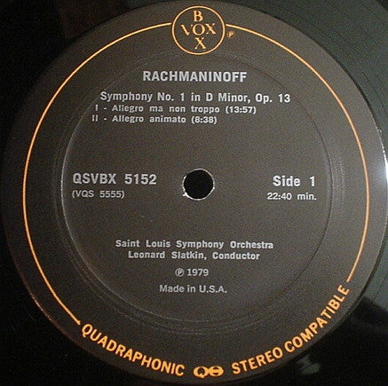 Rachmaninoff* / Saint Louis Symphony Orchestra Conductor Leonard Slatkin : Rachmaninoff: The Three Symphonies (Complete Works For Orchestra Vol. II) (3xLP, Album, Quad + Box)