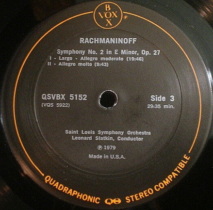 Rachmaninoff* / Saint Louis Symphony Orchestra Conductor Leonard Slatkin : Rachmaninoff: The Three Symphonies (Complete Works For Orchestra Vol. II) (3xLP, Album, Quad + Box)