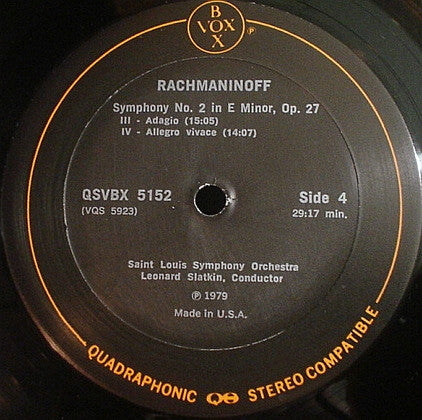 Rachmaninoff* / Saint Louis Symphony Orchestra Conductor Leonard Slatkin : Rachmaninoff: The Three Symphonies (Complete Works For Orchestra Vol. II) (3xLP, Album, Quad + Box)