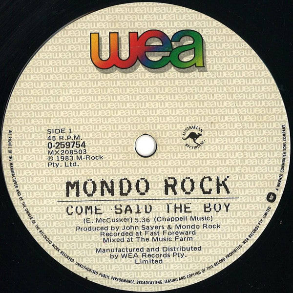 Mondo Rock : Come Said The Boy (12", Single)