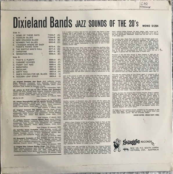 Various : Dixieland Bands Jazz Sounds Of The 20’s (LP, Comp, Mono)