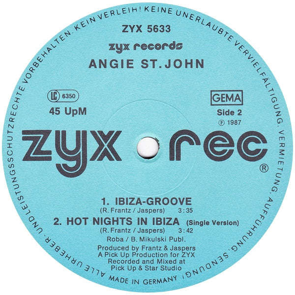 Angie St. John : Hot Nights In Ibiza (12")