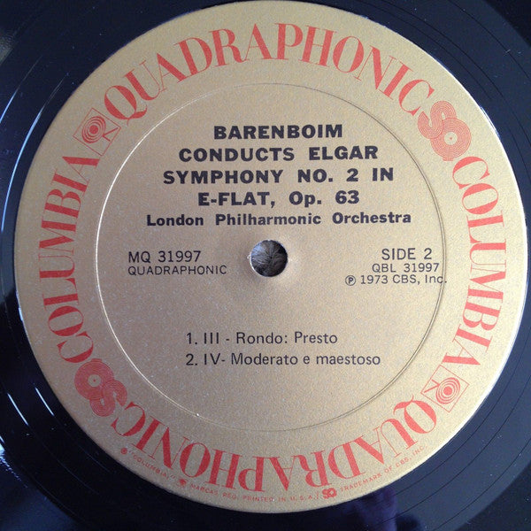 Daniel Barenboim Conducts Sir Edward Elgar - London Philharmonic Orchestra : Symphony No. 2 (LP, Album, Quad)