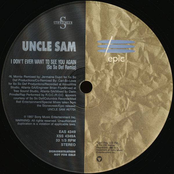 Uncle Sam (4) : I Don't Ever Want To See You Again (So So Def Remix) (12", Promo)