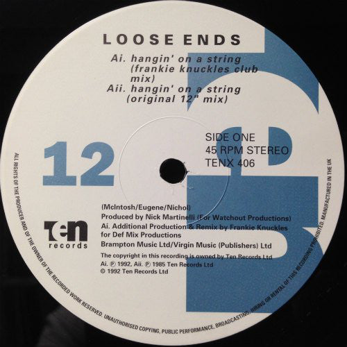 Loose Ends : Hangin' On A String (Frankie Knuckles Remix) (12", Single)