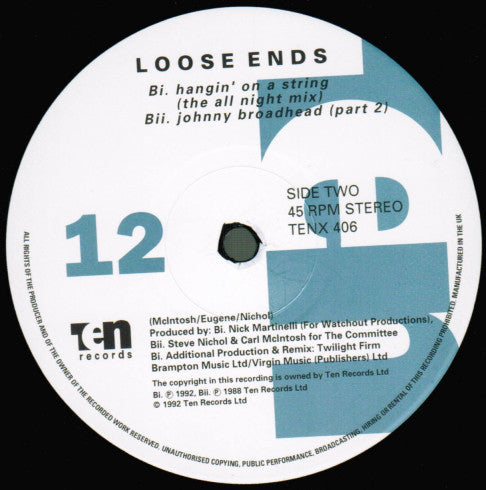 Loose Ends : Hangin' On A String (Frankie Knuckles Remix) (12", Single)