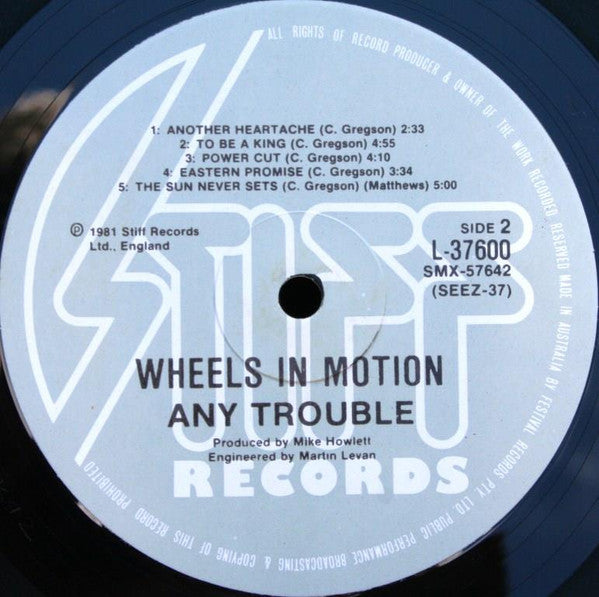 Any Trouble : Wheels In Motion (LP, Album, Tex)
